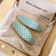2PCS Cute Polka Dot Fabric Hair Clips, Sweet Non Slip Snap Hair Pins, Elegant Hair Accessory For Women Girls Daily Casual Summer