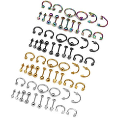 8Pcs Stainless Steel Eyebrow Rings, Lip Ring Nose Hoop Tongue Ring Septum Nose Piercing detail view