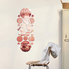 26pcs Round Acrylic Mirror Stickers | Self-Adhesive Removable Wall Decor for Bathroom an detail view