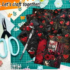 12pcs Gothic Love Themes Decor Paper | Valentine's Day Gift Wrapping & Scrapbooking Supp detail view