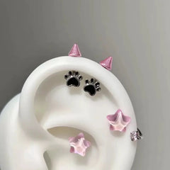 Cat Paw Devil Stud Earrings | Gothic Y2K Punk Earring Accessory close-up view