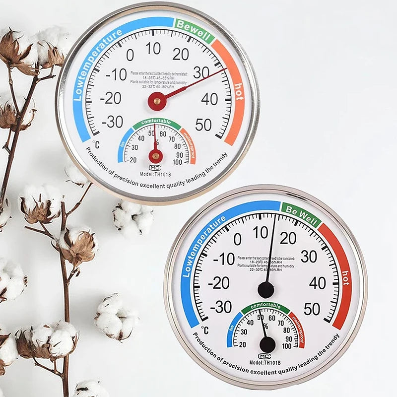 Round Thermometer Mechanical Sensor | Indoor Outdoor Temperature and Humidity Monitor