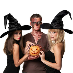 Halloween Witch Hat Black Folds Wizard Hats detail view