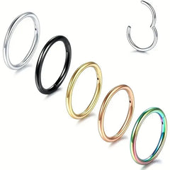 5Pcs 16G Nose Ring Hoop Stainless Steel Nose Piercing Nose Septum Ring Helix Ear Cartilage Earrings
