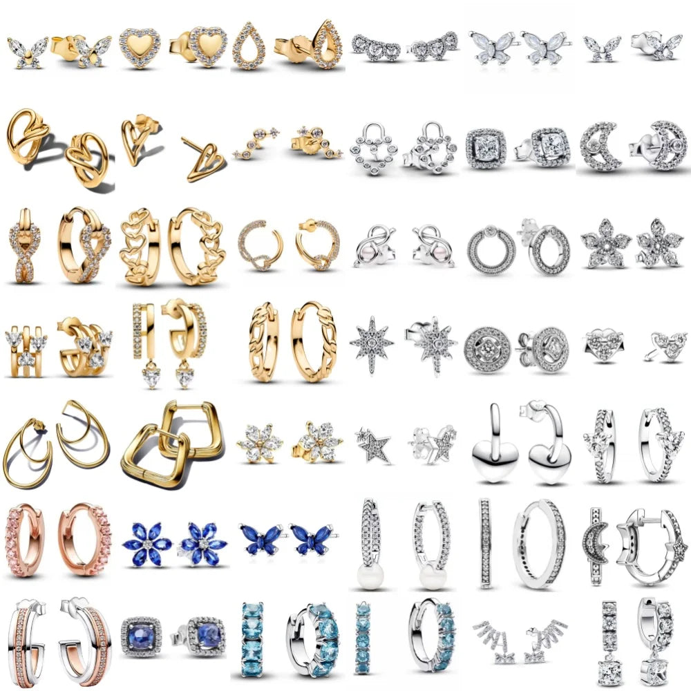 2026 Hot Selling 925 Silver,Butterfly,Snowflake,Heart-Shaped,Moon Earrings,Suitable for European Wom