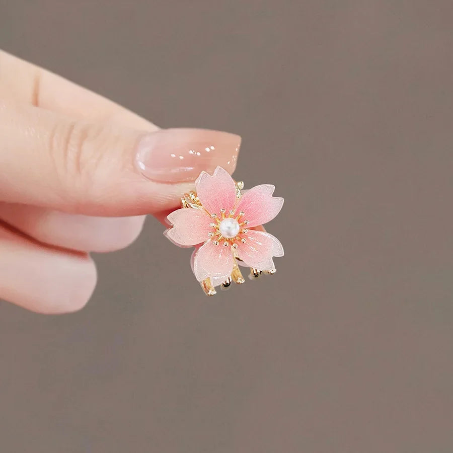 Japanese Style Sakura Mini Hair Claw High-end Princess Head Top Clip Women's Bangs Side Clip Sweet C