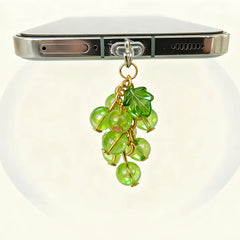 Universal Fruit-Themed Phone Dust Plug, Lemon, Grape, Cherry, Avocado-Shaped Interface D detail view