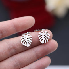 Chandler Stainless Steel Monstera Leaf Drop Earrings Boho Jewelry Stylish Plant Gift alternate view