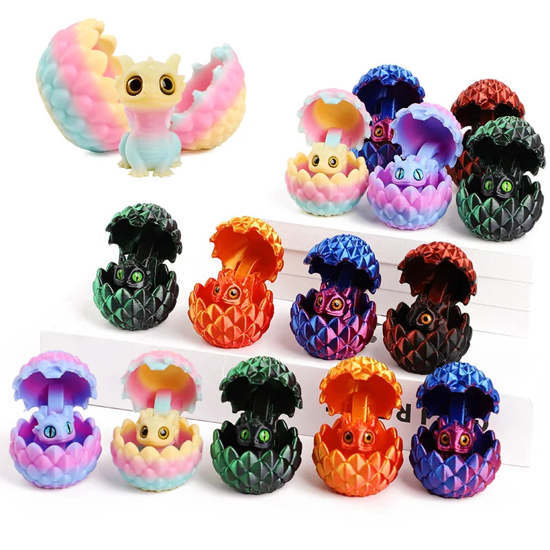 Cute 3D Printed Dragon Eggs with Mini Dragon Surprise Toys for Kids Birthdays Party Favors Easter Go