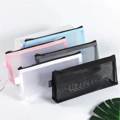 Clear Mesh Pencil Case Portable Stereoscopic Zipper Pouch Pen Box for Students alternate view