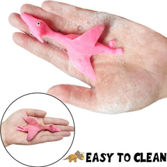 Sticky Squishy Rubber Flying Dinosaur Stress Relief Toys | 10-Pack Party Favors close-up view