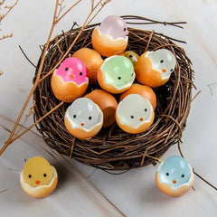 Luminous Cute Eggshell Chick Play House Toy Egg White Resin Car Decoration Diy Jewelry A detail view