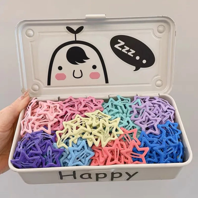 KYDZSW 10Pcs Children Cute Colors Geometric Stars Ornament Hair Clips Girls Lovely Sweet Hairpins Ki