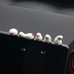 5 Pcs Flat Duck Resin Car Ornaments Set
