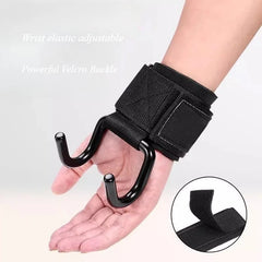 Weight Lifting Hook Grips with Wrist Wraps | Gym Hand-Bar Support for Pull-Ups and Pow close-up view