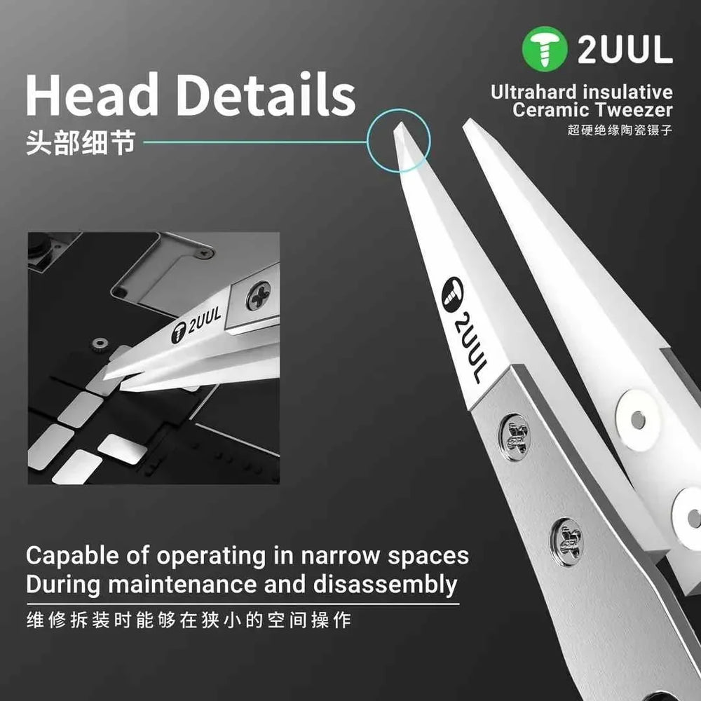 2UUL TW31 Ultrahard Ceramic Tweezer | Anti-Static for Mobile Chip Repair
