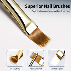 2pcs Wide Soft Bristle Nail Brush Gradient Design Acrylic Handle Gel Polish Applicator N detail view