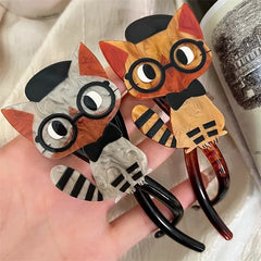 Cute Cartoon Cat Twist Hair Clips Girls Acrylic Hair Claw Crab Holder Barrettes Hairpi close-up view