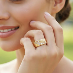 Geometric Green Color Stone Gold Leaf Ring For Women Ring Wedding Engagement Rings Gi alternate view