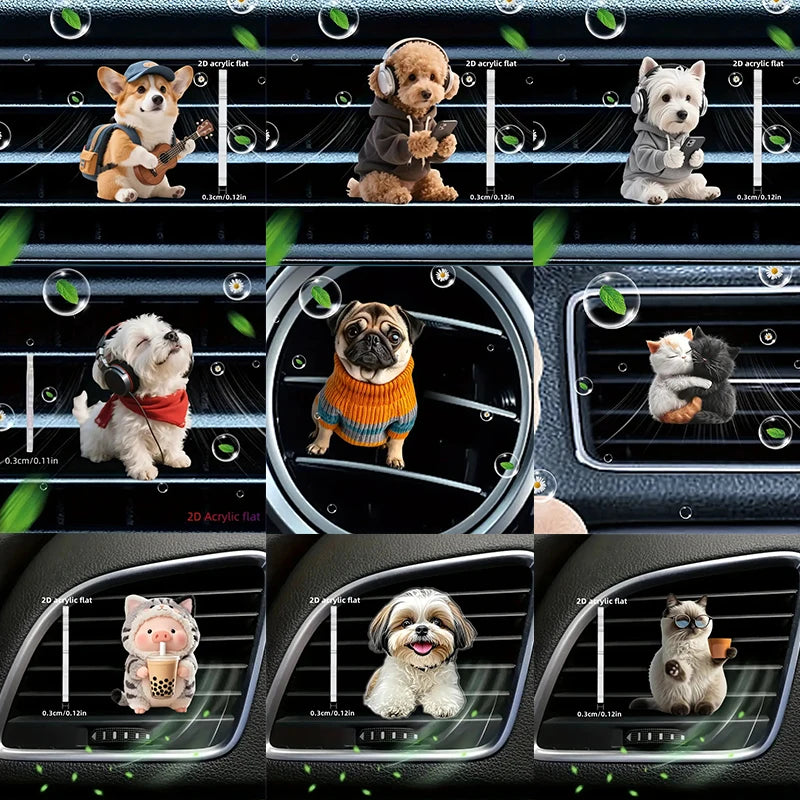 Acrylic Car Vent Clip Aromatherapy Air Freshener Holder 2D Decorative Air Conditioning Vents Accesso