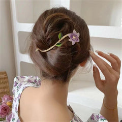 Metal Pearl Hair Claw Clip Women Hair Bun Twist Hairpin Flowers Headband Rhinestone B alternate view
