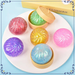 Mini Dumpling Squishy: Glitter Steamer Bun Squeeze Toy, Realistic Soft Food Decompres alternate view