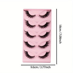 Value Pack 5 Pairs Long Natural Dramatic Cat Eye Lashes Winged Elongated Reusable Fake close-up view