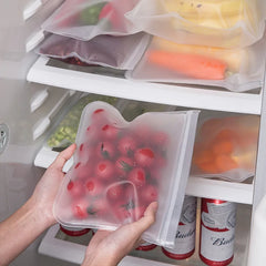 Silicone Food Storage Bag Containers Fresh Bag Reusable Stand Up Zip Shut Bag Leakproof Food Storage