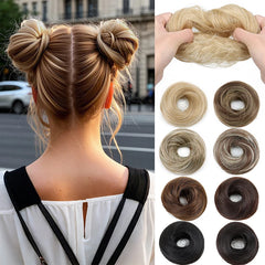 Elegant Synthetic Hair Bun for Women Soft Comfortable Chignon Style Elastic Rubber Band Scrunchy Upd
