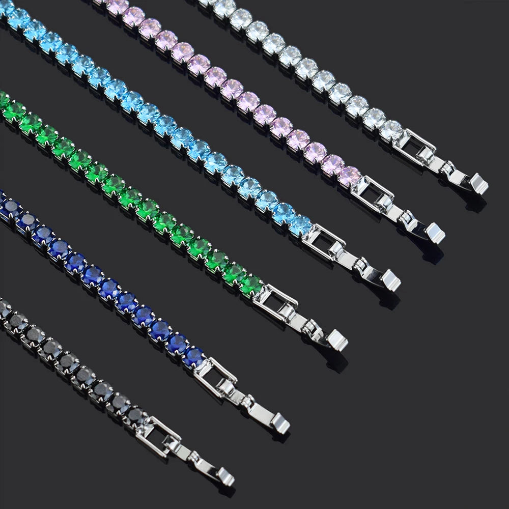 4mm Micro-inlaid Zircon Tennis Bracelet for Women 2025 New Men Bracelet Homme Jewelry Accessories Wh
