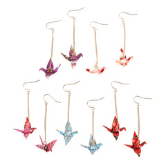 Origami Crane Earrings | Handcrafted Paper Bird Jewelry close-up view