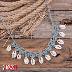 Handmade Shell Choker Necklace | Bohemian Beach Jewelry for Women close-up view