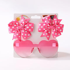 3Pcs/Pack Solid Dot Hair Bows Clip Girls Boutique Bowknot Hair Clips Kids Colorful Heart Sun Glasses