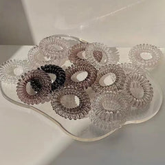 9pcs Telephone Wire Hair Ties Set High Elasticity Hair Ties Non Slip No Crease Hair Band detail view