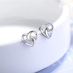 925 Sterling Silver Love Heart Stud Earrings For Women Luxury Designer Jewelry Best Se close-up view