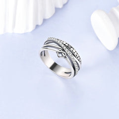 925 Sterling Silver Heart Ring with Cubic Zircon | Geometric Wedding Band for Women alternate view
