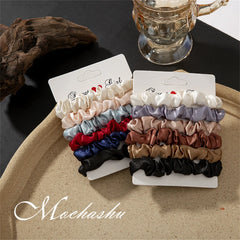 5/6pcs Simple Solid Color Elastics Hair Ties for Women Thick Hair Soft No hurt Hair Pony detail view