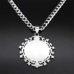 Seven Archangels Amulet Necklace | Stainless Steel Seal of Salomon Protection Talisman close-up view