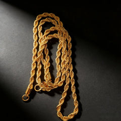 Andara 925 Sterling Silver 18K Gold Plated 4mm Twisted Rope Necklace | Unisex Minimalist Jewelry