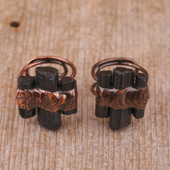 Irregular White Quartz Point Beads Bronze Handmade Rings Jewelry Women Natural Stone Adj detail view