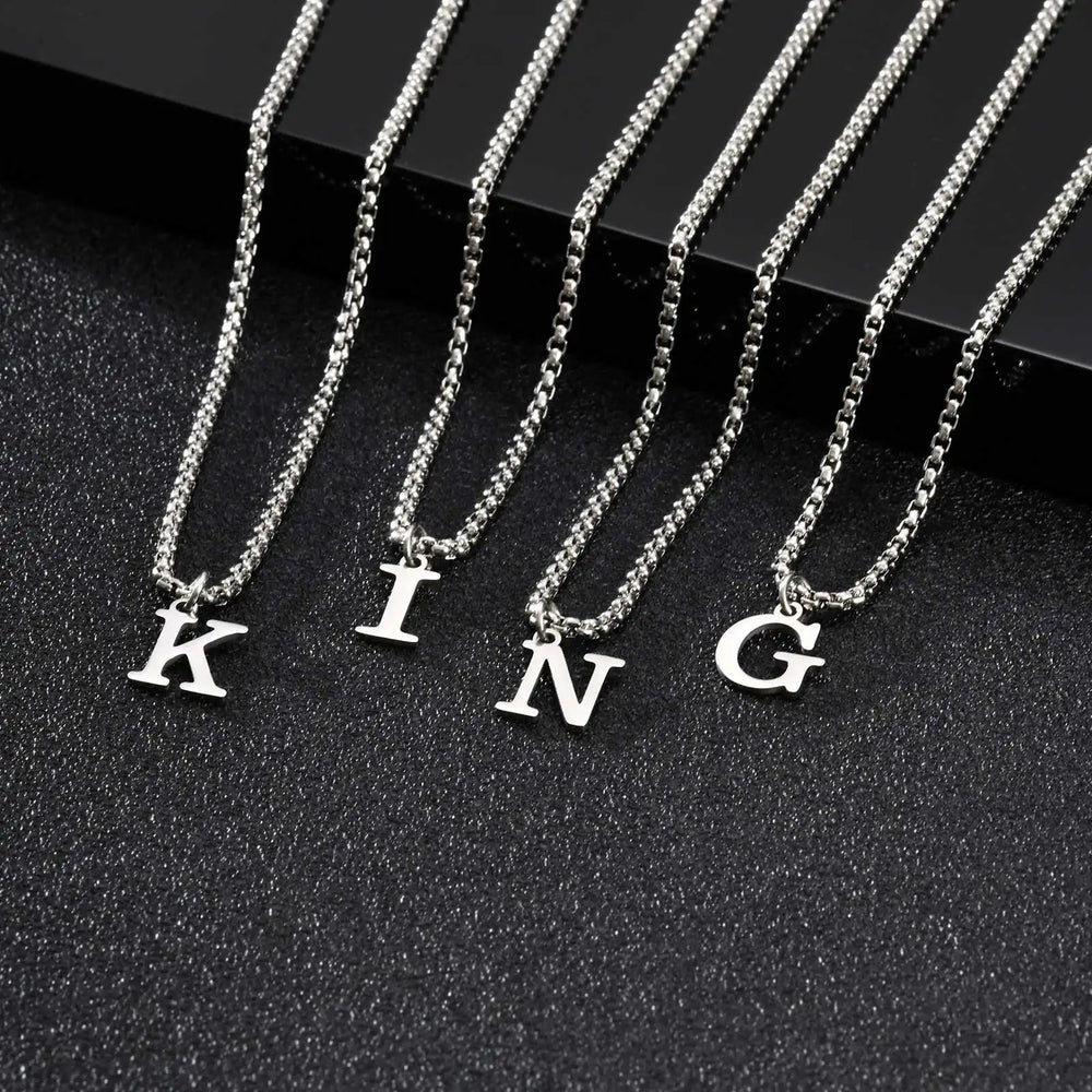 Minimal A-Z Initial Necklace for Men | Stainless Steel Letter Pendant