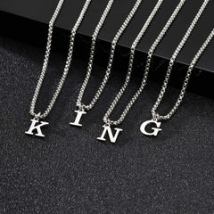 Minimal A-Z Initial Necklace for Men | Stainless Steel Letter Pendant