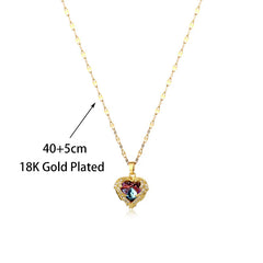 Stainless Steel Crystal Heart Pendant Necklace | Ocean Blue Water-Wave Chain for Wome alternate view