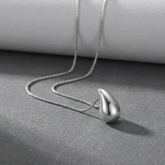 Fashion Waterdrop Pendant Necklace | Stainless Steel Snake Chain Jewelry Gift