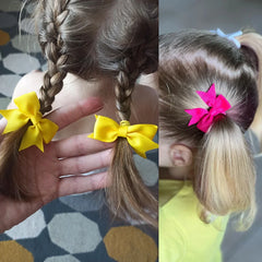 10Pcs/lot Grosgrain Ribbon Pigtail Hair Bows Elastic Hair Ties Hair Bands Holders Gir alternate view