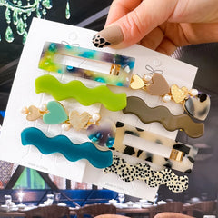 2/3pcs Hairpins Set Geometric Acetate Heart Hair Clips for Women Fashion Jewelry Girls close-up view