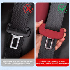 BLALION 2Pcs Seat Belt Buckle Cover Anti-Scratch Rubber Car Seat Buckle Protector Clip Protection Cover Universal for SUV Sedan