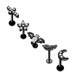 5pcs Tragus Stud Earring Set | Heart CZ Cartilage Piercing Jewelry alternate view