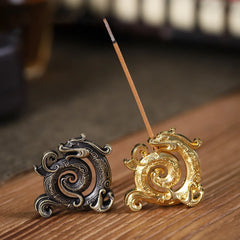 Dragon Turtle Incense Holder | Brass Alloy Incense Burner with Snail Sculpture detail view