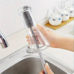 Silicone Milk Bottle Brush Cup Scrubber Glass Cleaner Kitchen Cleaning Tool Long Handle detail view